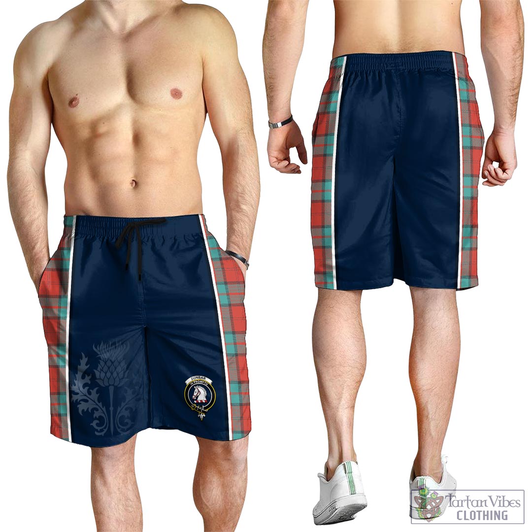 Tartan Vibes Clothing Dunbar Ancient Tartan Men's Shorts with Family Crest and Scottish Thistle Vibes Sport Style