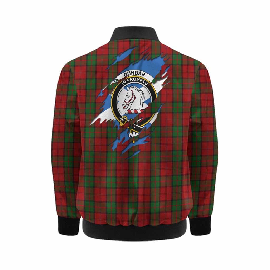 Dunbar Clan Crest In Me Tartan Kid Bomber Jacket Scotland Flag Style