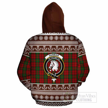 Dunbar Clan Tartan Christmas Cotton Hoodie with Family Crest
