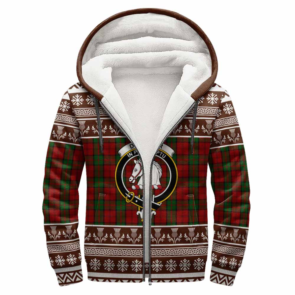 Dunbar Clan Tartan Christmas Fleece Hoodie with Family Crest - Tartan Vibes Clothing