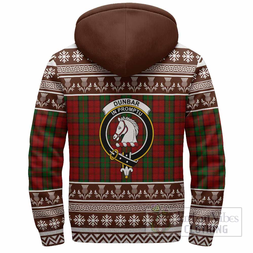 Dunbar Clan Tartan Christmas Fleece Hoodie with Family Crest - Tartan Vibes Clothing