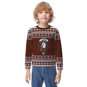 Dunbar Clan Tartan Christmas Kid Ugly Sweatshirt with Family Crest
