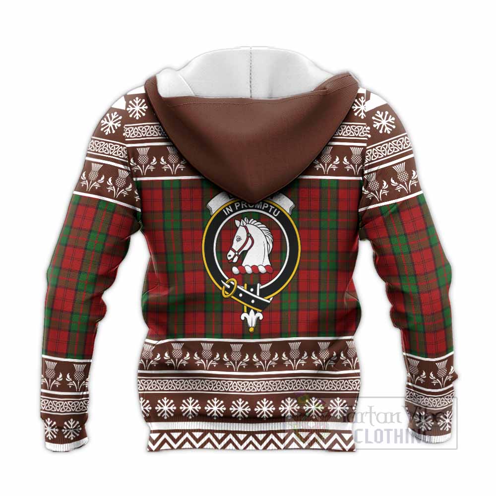 Dunbar Clan Tartan Christmas Knitted Hoodie with Family Crest - Tartan Vibes Clothing
