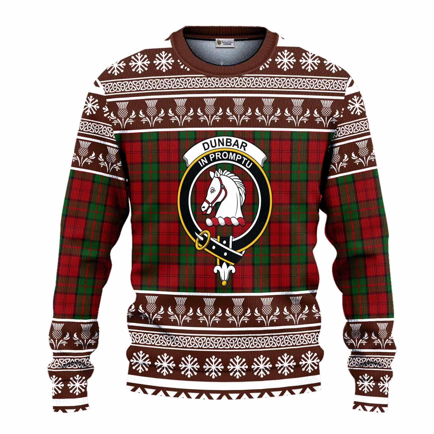Dunbar Clan Tartan Christmas Ugly Sweater with Family Crest - Tartan Vibes Clothing