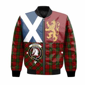 Dunbar Crest Tartan Bomber Jacket with Lion Rampant Saltire Style