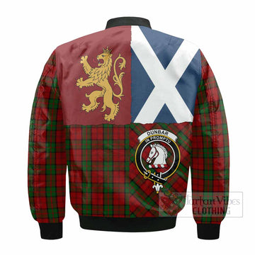 Dunbar Crest Tartan Bomber Jacket with Lion Rampant Saltire Style