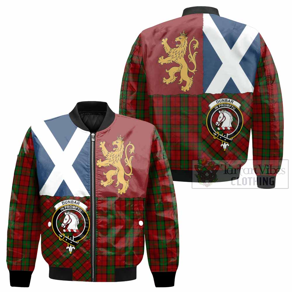 Dunbar Crest Tartan Bomber Jacket with Lion Rampant Saltire Style