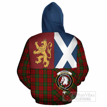 Dunbar Crest Tartan Cotton Hoodie with Lion Rampant Saltire Style