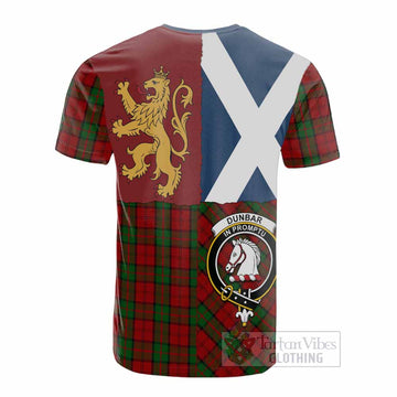 Dunbar Crest Tartan Cotton T-shirt with Lion Rampant Saltire Style - Tartan Vibes Clothing