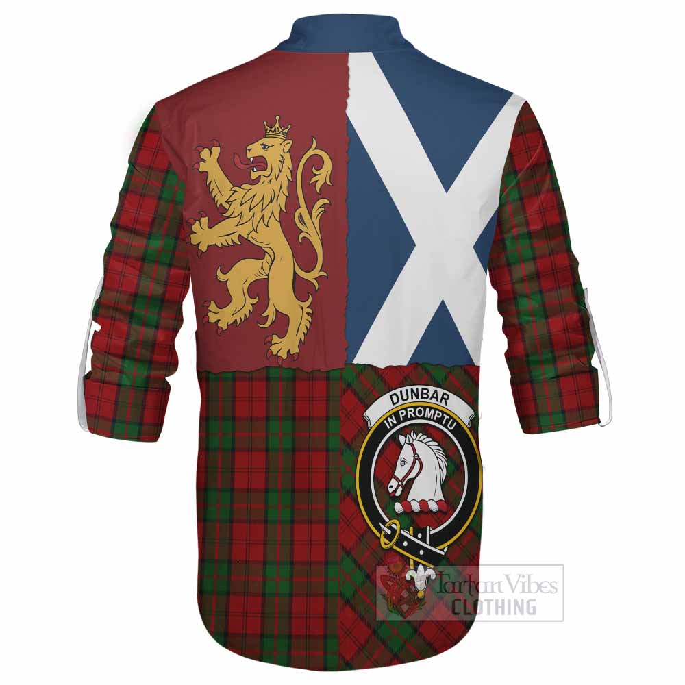 Dunbar Crest Tartan Ghillie Shirt with Lion Rampant Saltire Style - Tartan Vibes Clothing