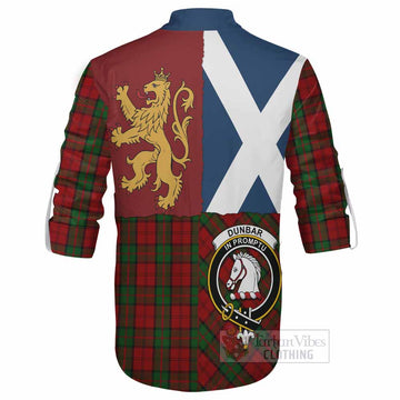 Dunbar Crest Tartan Ghillie Shirt with Lion Rampant Saltire Style