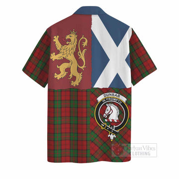 Dunbar Crest Tartan Hawaiian Shirt with Lion Rampant Saltire Style