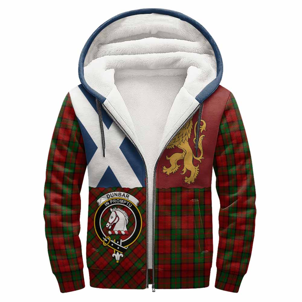 Dunbar Crest Tartan Sherpa Hoodie with Lion Rampant Saltire Style