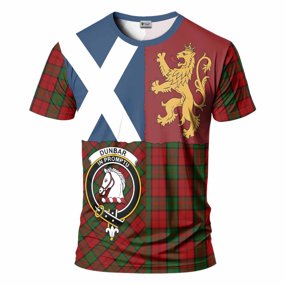 Dunbar Crest Tartan T-Shirt with Lion Rampant Saltire Style