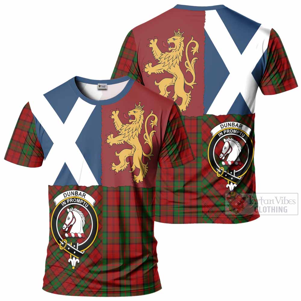 Dunbar Crest Tartan T-Shirt with Lion Rampant Saltire Style