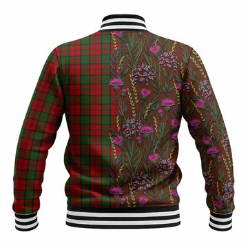 Dunbar Family Crest Tartan Baseball Jacket Scottish Thistle Flower Pattern Half Style