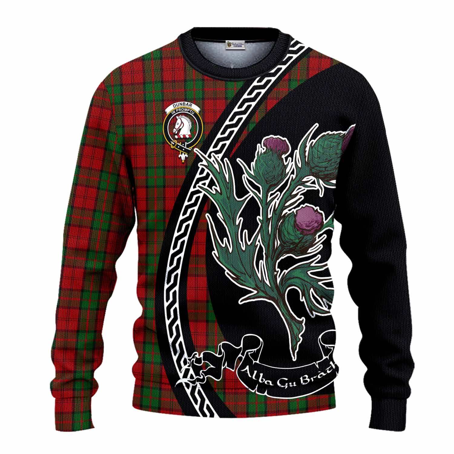 Dunbar Family Crest Tartan Knitted Sweater Alba Thistle Inspired - Tartan Vibes Clothing