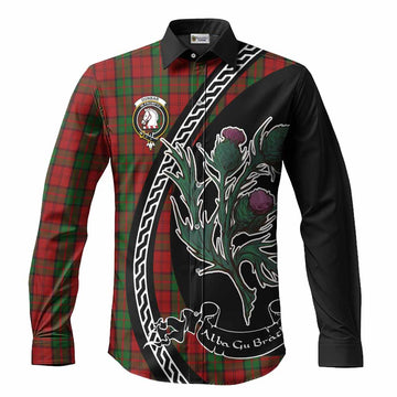 Dunbar Family Crest Tartan Long Sleeve Button Shirts Alba Thistle Inspired