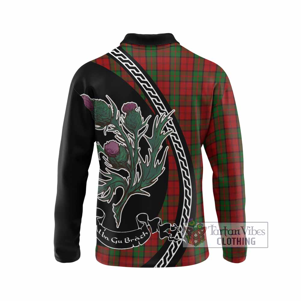 Dunbar Family Crest Tartan Long Sleeve Polo Shirt Alba Thistle Inspired - Tartan Vibes Clothing