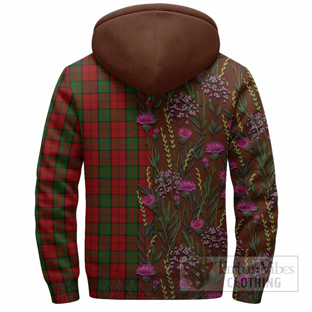 Dunbar Family Crest Tartan Sherpa Hoodie Scottish Thistle Flower Pattern Half Style - Tartan Vibes Clothing
