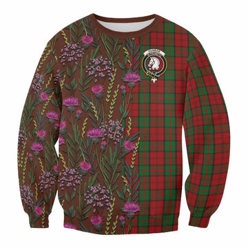 Dunbar Family Crest Tartan Sweatshirt Scottish Thistle Flower Pattern Half Style
