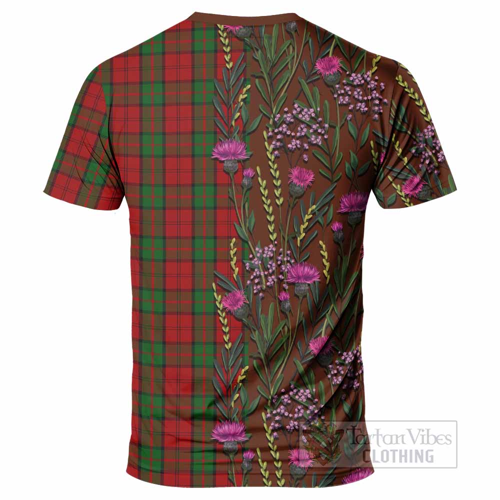 Dunbar Family Crest Tartan T-Shirt Scottish Thistle Flower Pattern Half Style - Tartan Vibes Clothing