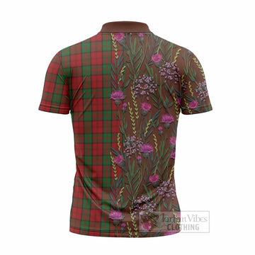 Dunbar Family Crest Tartan Zipper Polo Shirt Scottish Thistle Flower Pattern Half Style