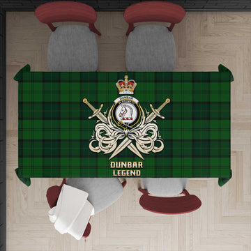 Dunbar Hunting Tartan Tablecloth with Clan Crest and the Golden Sword of Courageous Legacy