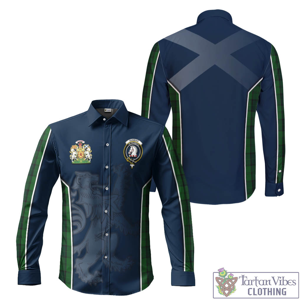 Tartan Vibes Clothing Dunbar Hunting Tartan Long Sleeve Button Up Shirt with Family Crest and Lion Rampant Vibes Sport Style