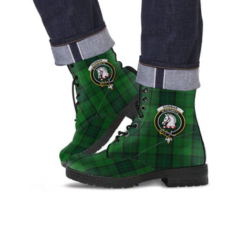 Dunbar Hunting Tartan Leather Boots with Family Crest
