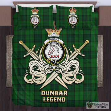 Dunbar Hunting Tartan Bedding Set with Clan Crest and the Golden Sword of Courageous Legacy