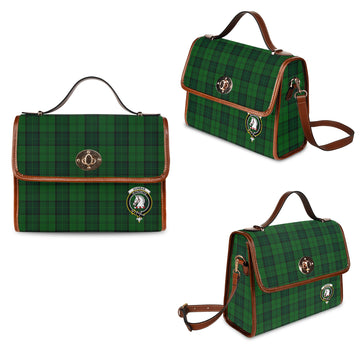 dunbar-hunting-tartan-leather-strap-waterproof-canvas-bag-with-family-crest
