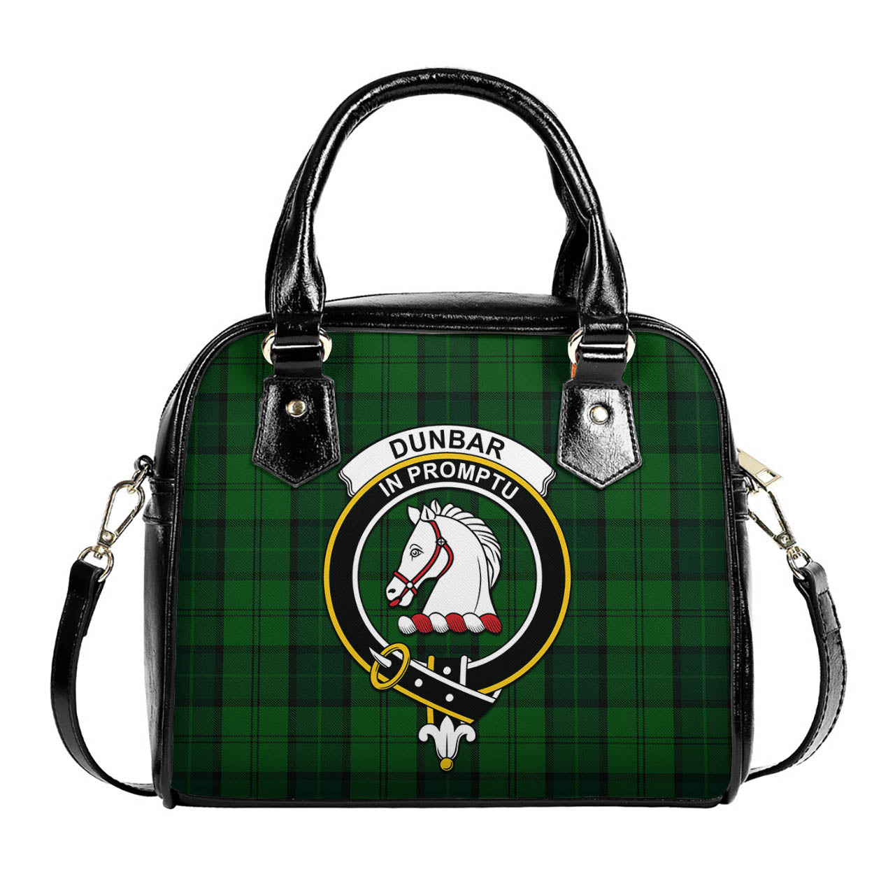 Dunbar Hunting Tartan Shoulder Handbags with Family Crest One Size 6*25*22 cm - Tartanvibesclothing