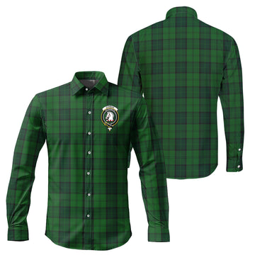 Dunbar Hunting Tartan Long Sleeve Button Up Shirt with Family Crest