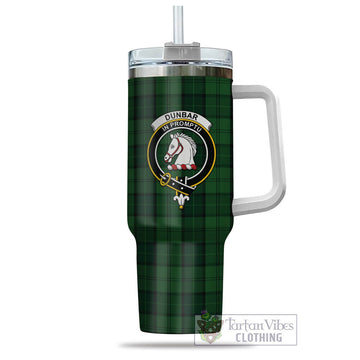 Dunbar Hunting Tartan and Family Crest Tumbler with Handle