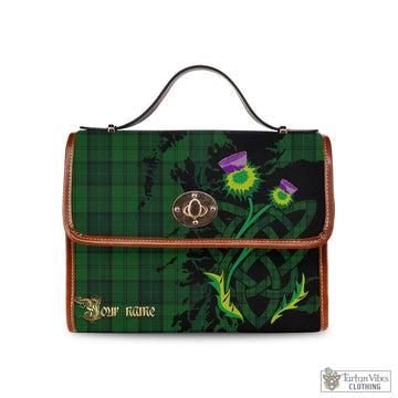 Dunbar Hunting Tartan Waterproof Canvas Bag with Scotland Map and Thistle Celtic Accents