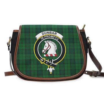 Dunbar Hunting Tartan Saddle Bag with Family Crest