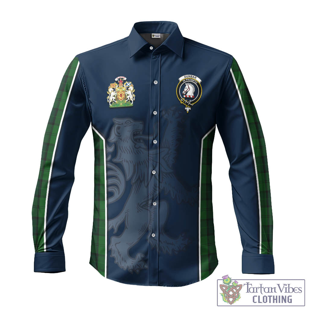 Tartan Vibes Clothing Dunbar Hunting Tartan Long Sleeve Button Up Shirt with Family Crest and Lion Rampant Vibes Sport Style