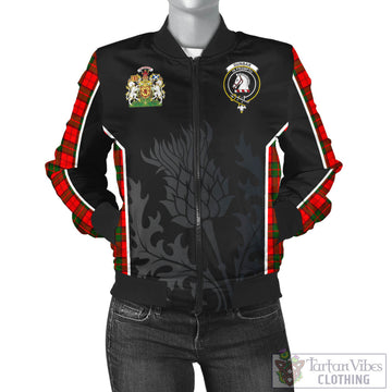 Dunbar Modern Tartan Bomber Jacket with Family Crest and Scottish Thistle Vibes Sport Style