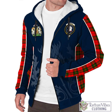 Dunbar Modern Tartan Sherpa Hoodie with Family Crest and Scottish Thistle Vibes Sport Style
