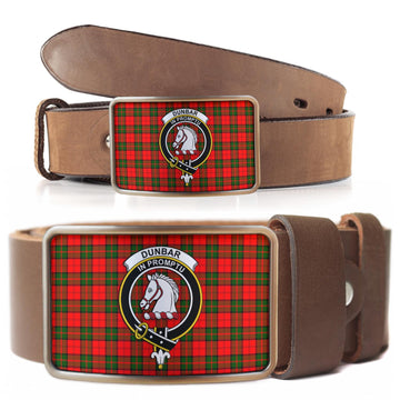 Dunbar Modern Tartan Belt Buckles with Family Crest