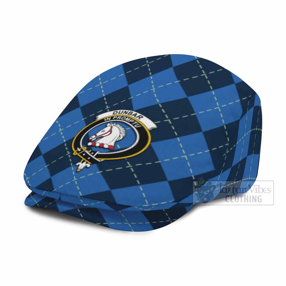 Dunbar Scottish Family Crest Flat Cap, Jeff Cap Navy Argyle Classic Style - Tartan Vibes Clothing