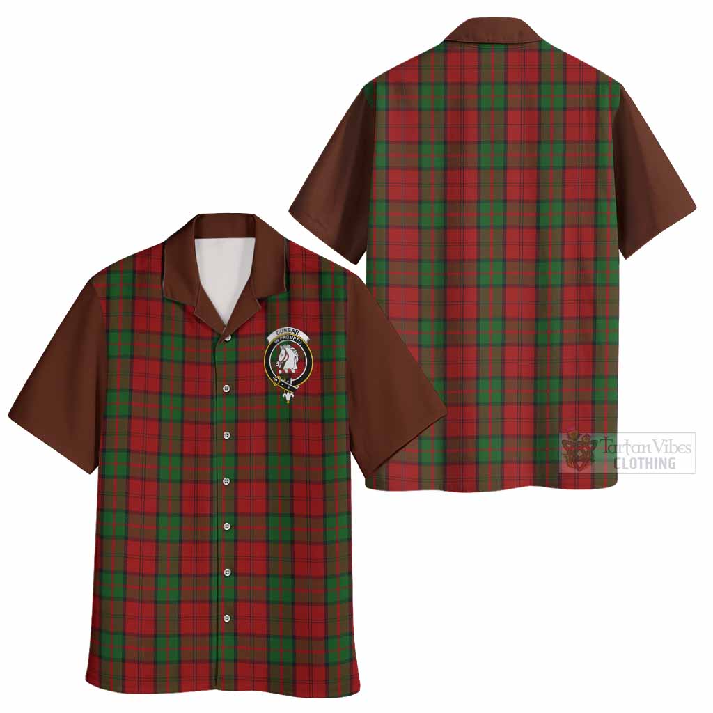 Dunbar Tartan Accent Hawaiian Shirt with Family Crest