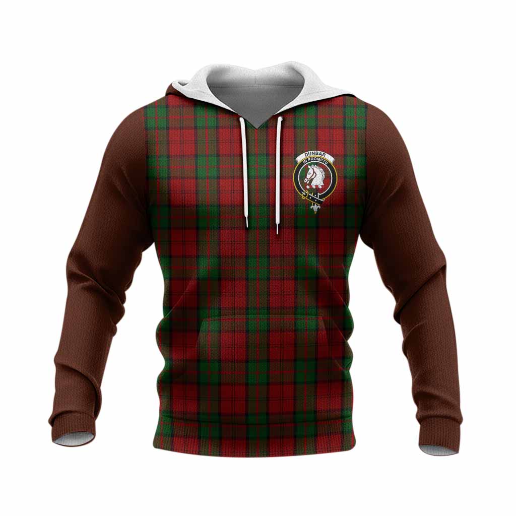 Dunbar Tartan Accent Knitted Hoodie with Family Crest