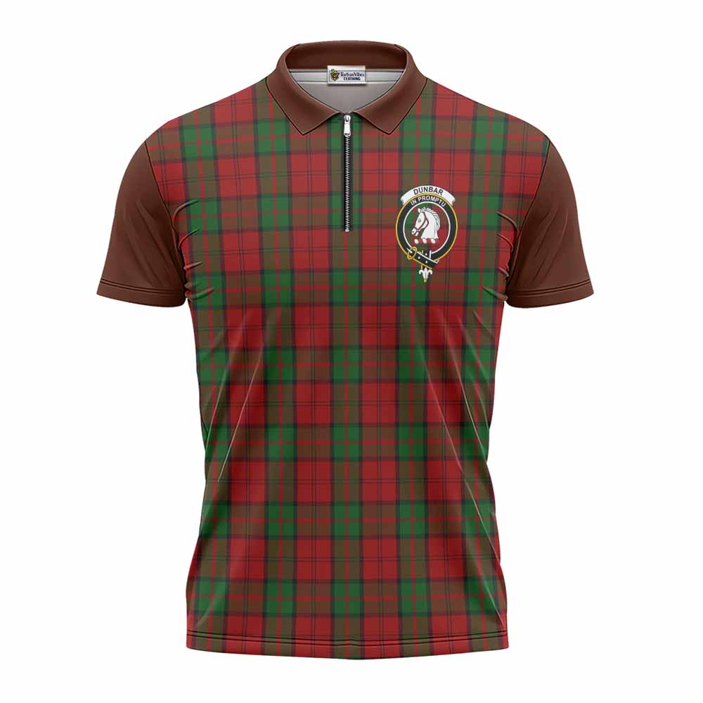Dunbar Tartan Accent Zipper Polo Shirt with Family Crest