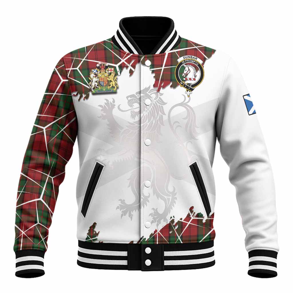 Dunbar Tartan Baseball Jacket with Family Crest and Lion Rampant Grunge Style