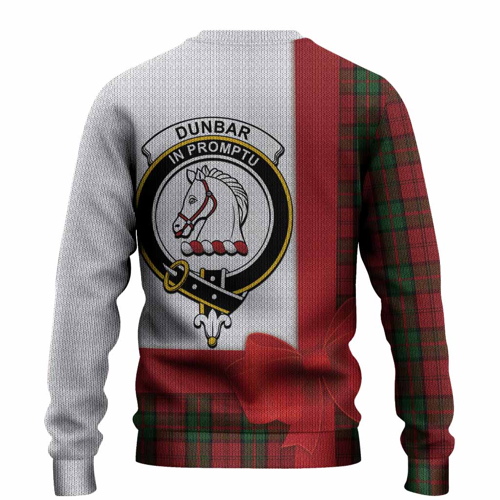 Dunbar Tartan Crest Christmas Christmas Ugly Sweater Highland Cow Bagpipes Coquette Bow Style