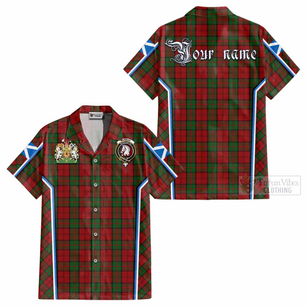 Dunbar Tartan Crest Cotton Hawaiian Shirt Scotland Coat of Arm Flag Style - Tartan Vibes Clothing