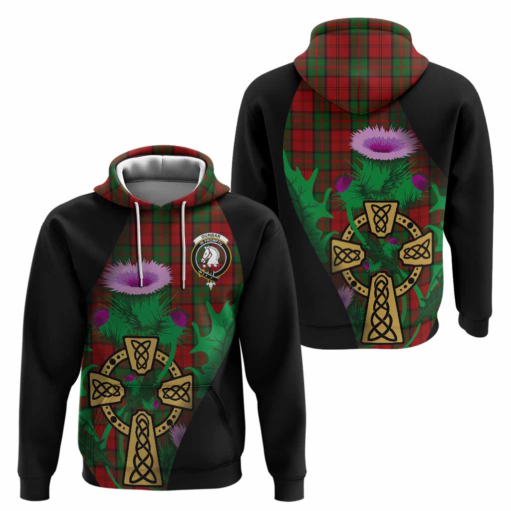 Dunbar Tartan Crest Hoodie Celtic Cross Thistle Flowers