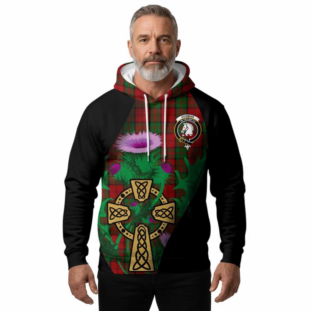 Dunbar Tartan Crest Hoodie Celtic Cross Thistle Flowers